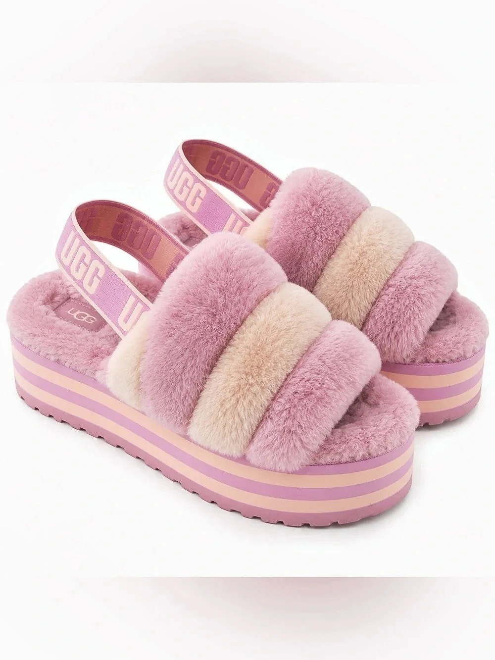 UGG Disco Cross Slide Color Block Platform Slides Size 11